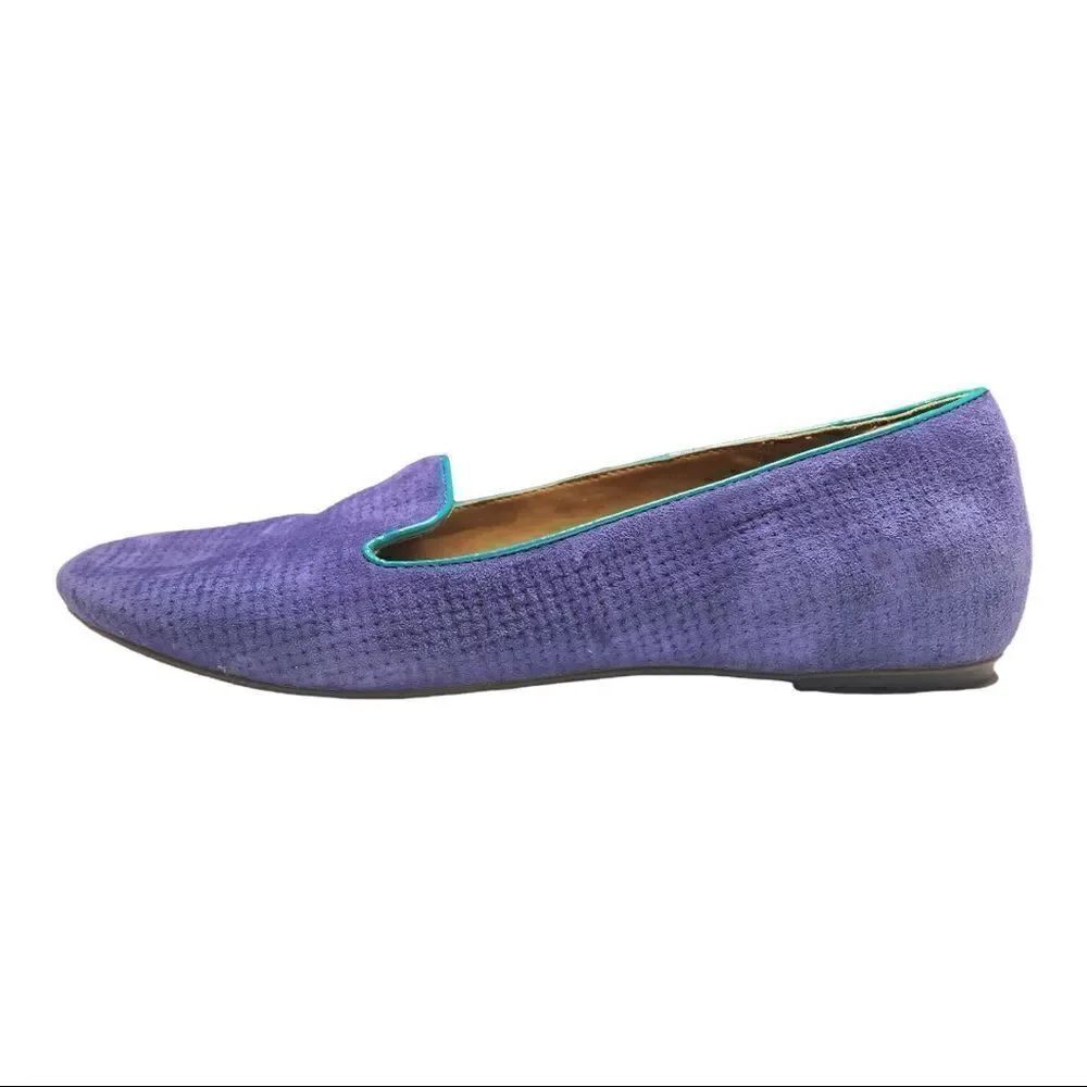 Clark’s artisans slip on leather flats women’s size 7.5 blue trimmed in green